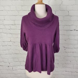 LOFT Purple Cowl Neck Sweater